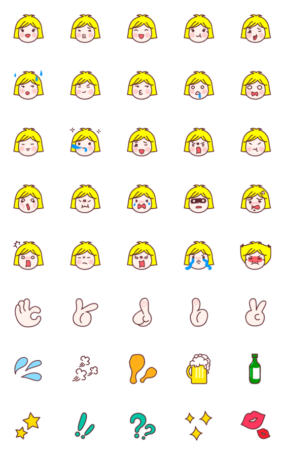 [LINE絵文字]かわいい女の子 - Emojiの画像一覧