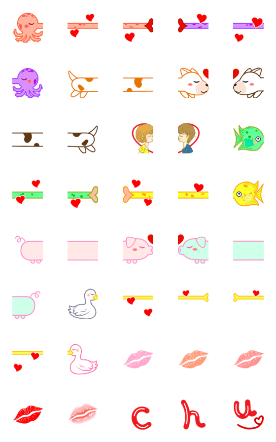 [LINE絵文字]Long Kiss emojiの画像一覧