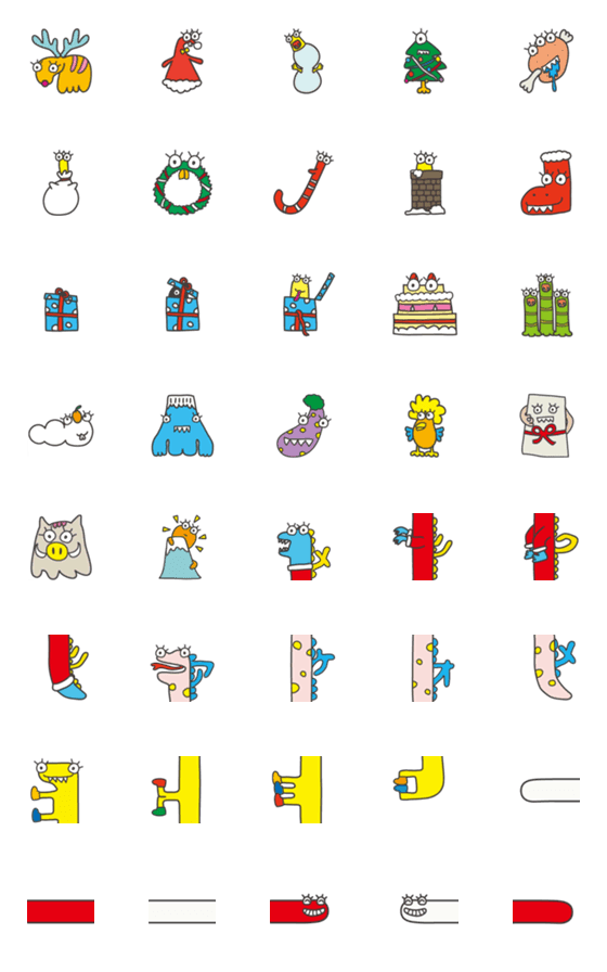 [LINE絵文字]てこモン 第2弾クリスマス、お正月絵文字の画像一覧