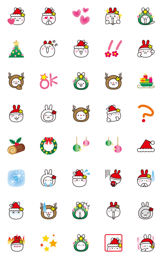 [LINE絵文字]花うさちゃん4♥️クリスマスの画像一覧