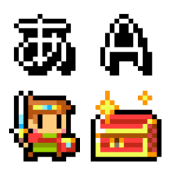 [LINE絵文字] ゲーム風のドット絵文字＋デコ文字セットの画像