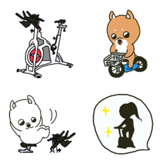 [LINE絵文字] エアロバイク大好き犬絵文字の画像