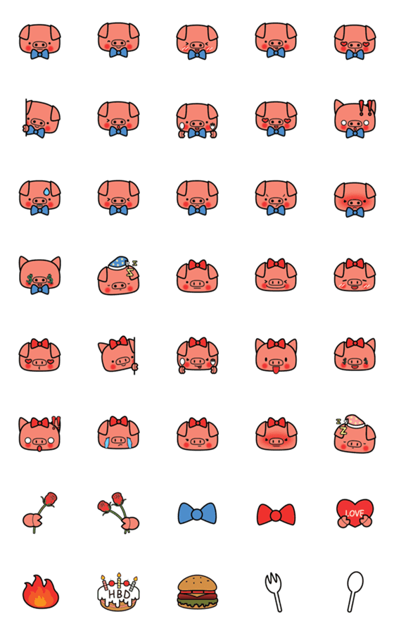 [LINE絵文字]Pig couple emojiの画像一覧