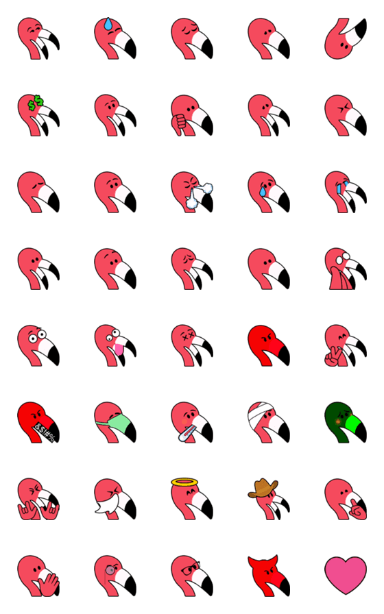 [LINE絵文字]FLAMINGO :) Emoji 2の画像一覧