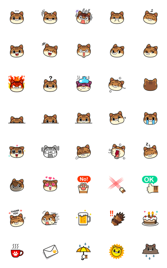 [LINE絵文字]Cat Head Emoji #2の画像一覧