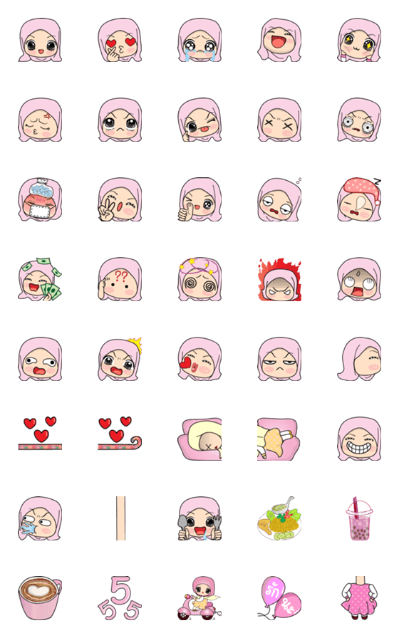 [LINE絵文字]Mona Hijab girl emojiの画像一覧