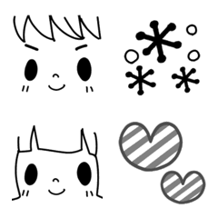 モノクロなかおもじ1の絵文字メイン画像