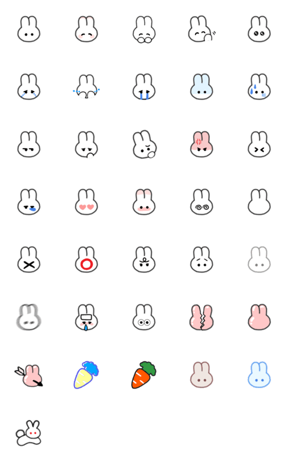 [LINE絵文字]シンプル見やすい♫しろうさぎ顔絵文字の画像一覧