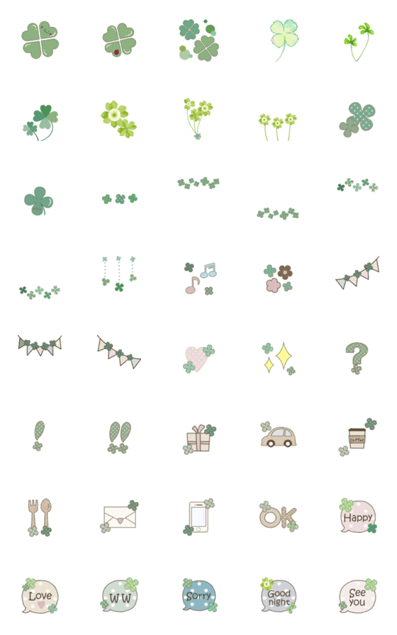 Line絵文字 クローバーがいっぱい 大人かわいい絵文字 40種類 1円 Line絵文字 クローバーがいっぱい 大人かわいい絵文字 40種類 1円