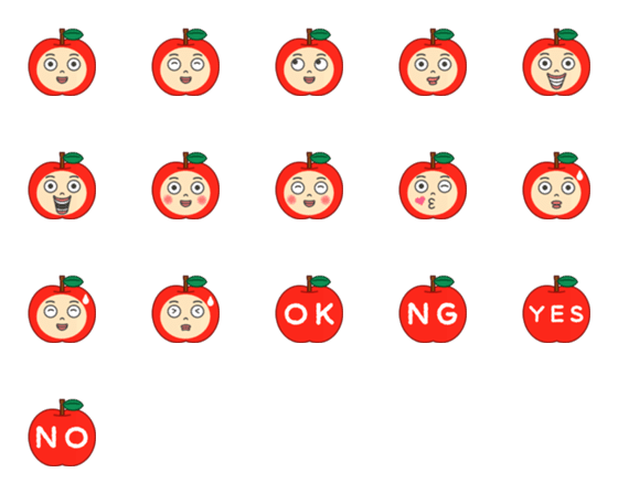 [LINE絵文字]フルーツブラザーズ（アップル）の画像一覧