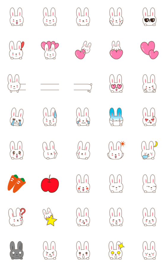 [LINE絵文字]大人かわいいうさぎの絵文字 rabbit emojiの画像一覧