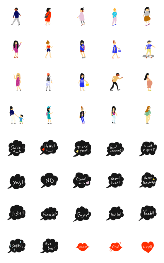 [LINE絵文字]pocaママ シルエット絵文字★の画像一覧