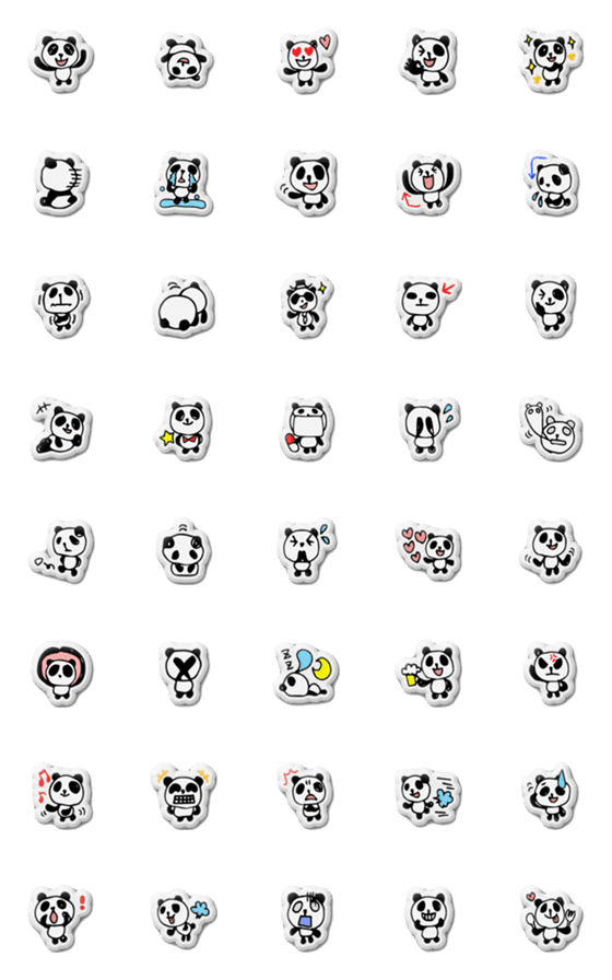 [LINE絵文字]【ぷにぷに】手書きパンダ 絵文字2♪の画像一覧