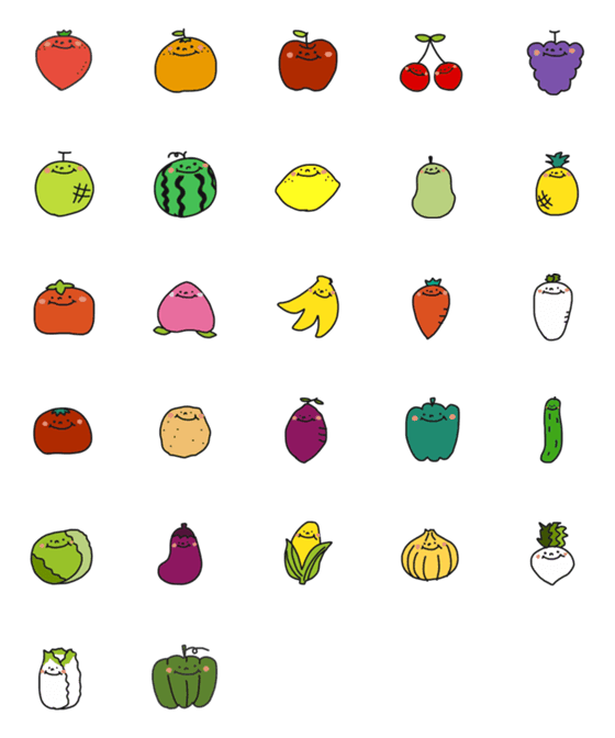 [LINE絵文字]お野菜さんと果物さんの画像一覧