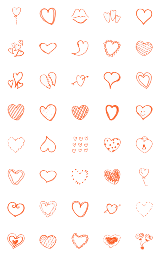 [LINE絵文字]Kid Drawn Heart V.3の画像一覧