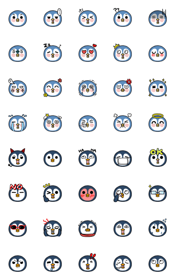 [LINE絵文字]penguin x2 -expressive faceの画像一覧
