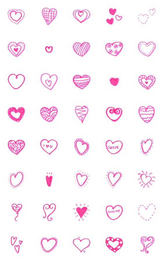 [LINE絵文字]Kid Drawn Heart V.5の画像一覧