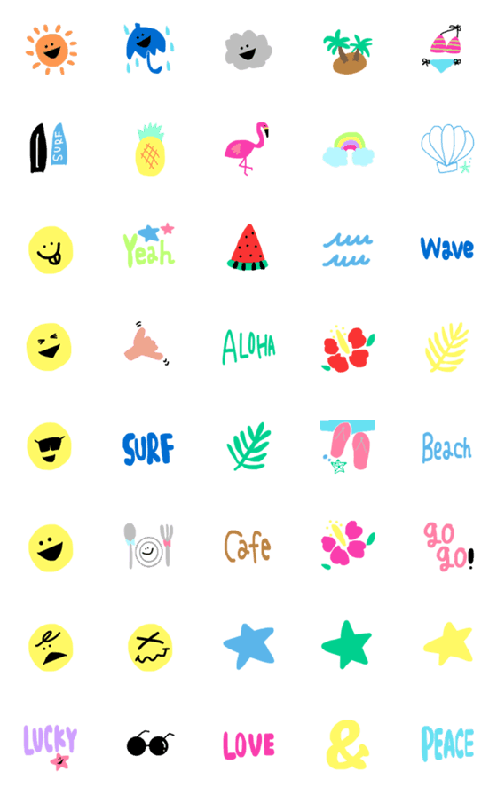 [LINE絵文字]サマー アロハ な絵文字☺︎の画像一覧