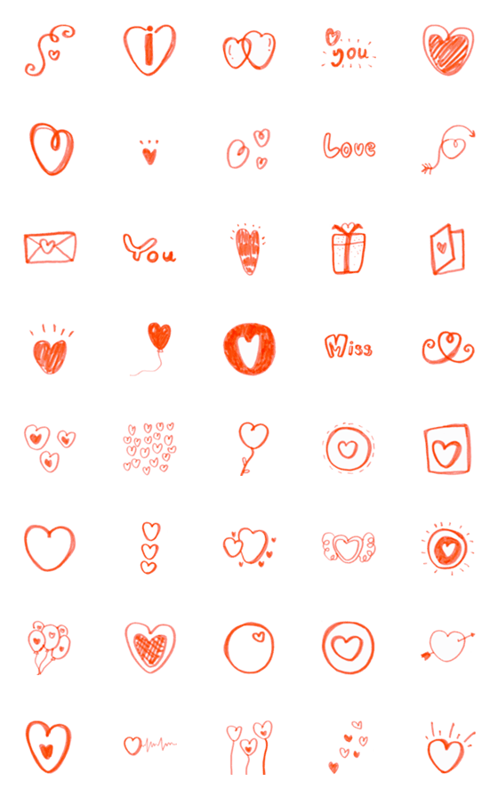 [LINE絵文字]Kid Drawn Heart V.9の画像一覧