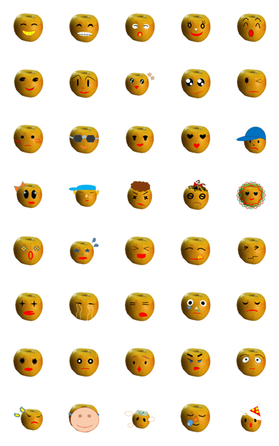 [LINE絵文字]りんごにかおの画像一覧
