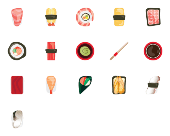 [LINE絵文字]おいしい寿司 emojiの画像一覧