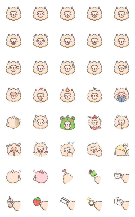 [LINE絵文字]Vanilla Alpaca Emojiの画像一覧