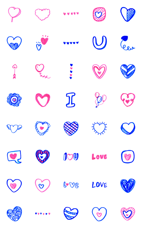 [LINE絵文字]Kid Drawn Heart V.7の画像一覧