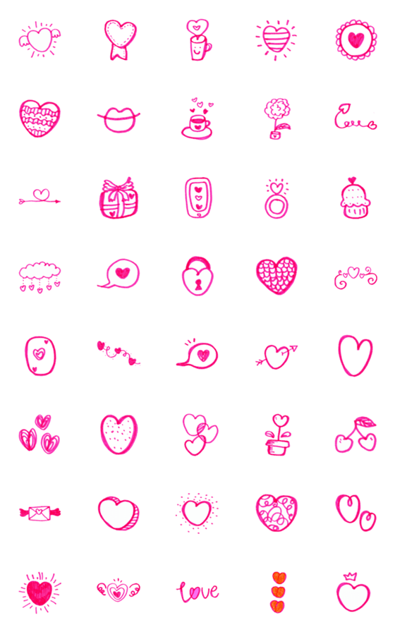 [LINE絵文字]Kid Drawn Heart V.11の画像一覧