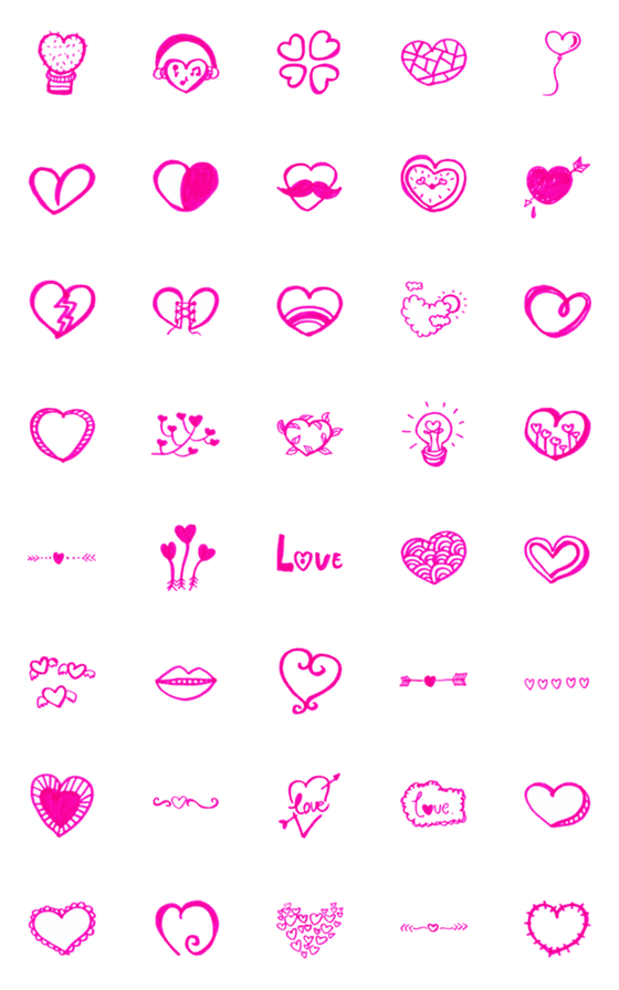 [LINE絵文字]Kid Drawn Heart V.13の画像一覧