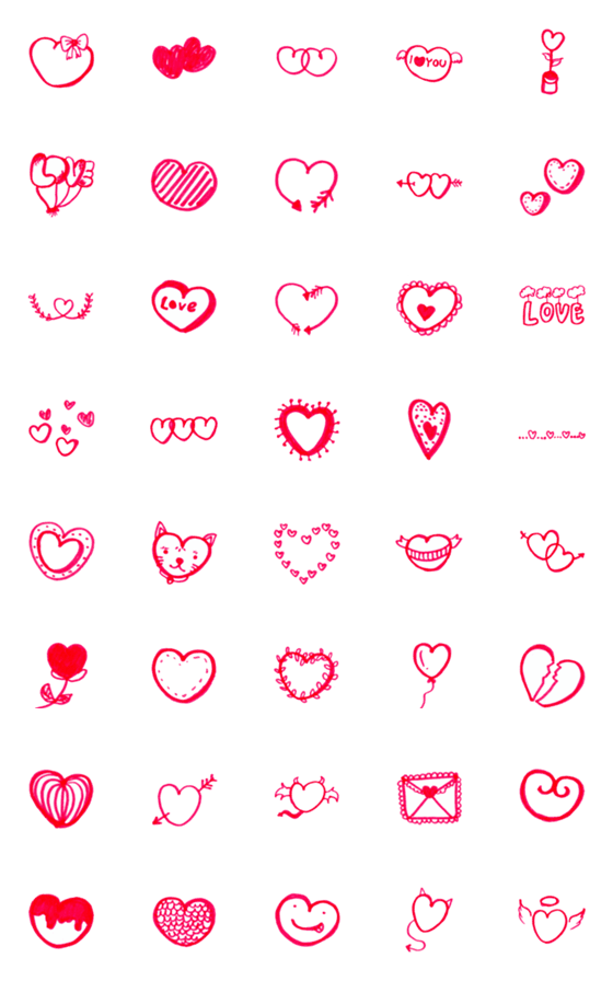 [LINE絵文字]Kid Drawn Heart V.14の画像一覧