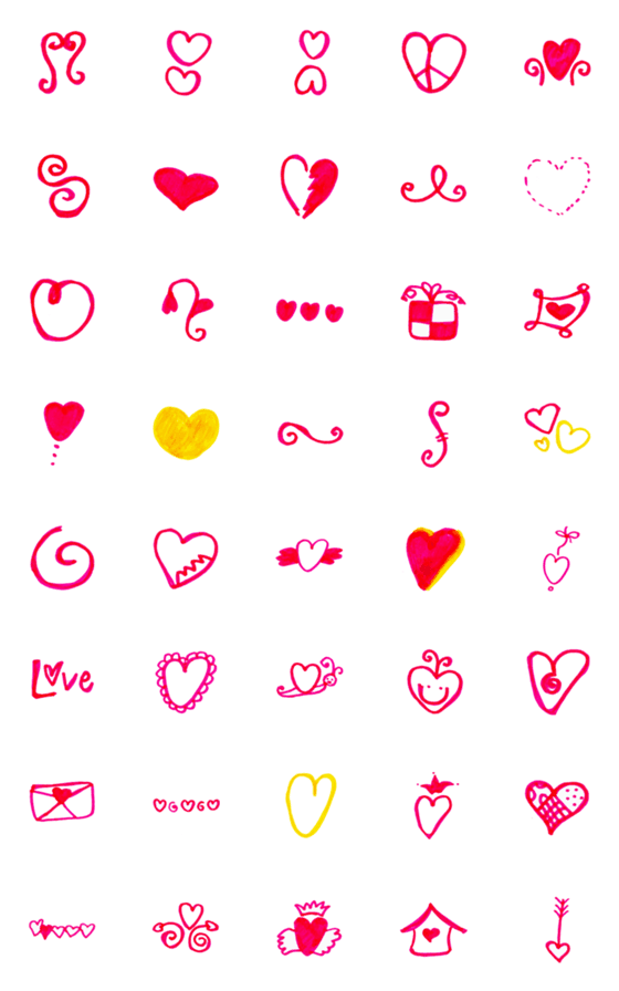 [LINE絵文字]Kid Drawn Heart V.15の画像一覧