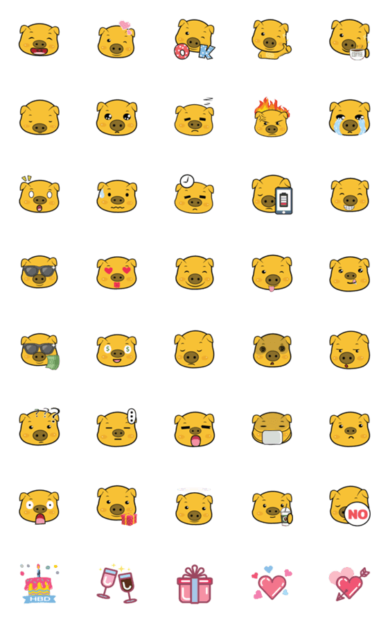 [LINE絵文字]Moo Tong Emojiの画像一覧