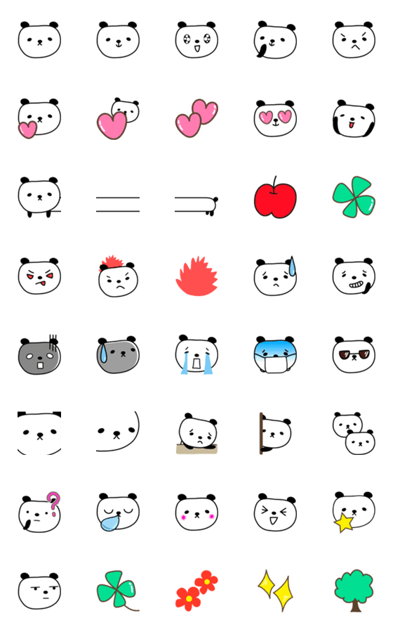 [LINE絵文字]大人かわいいパンダの絵文字 panda emojiの画像一覧