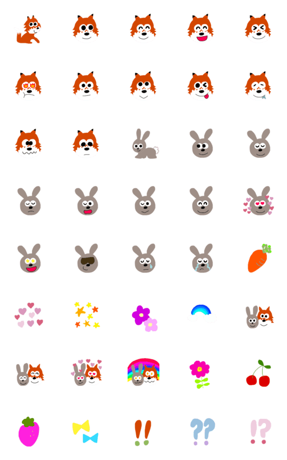 [LINE絵文字]きつねとうさぎの画像一覧