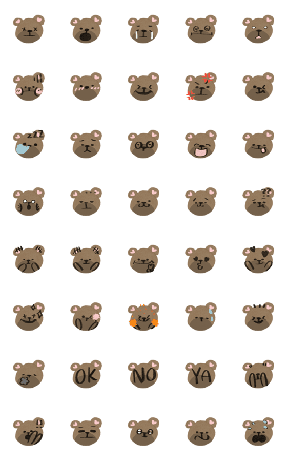 [LINE絵文字]Bear emoticon packageの画像一覧