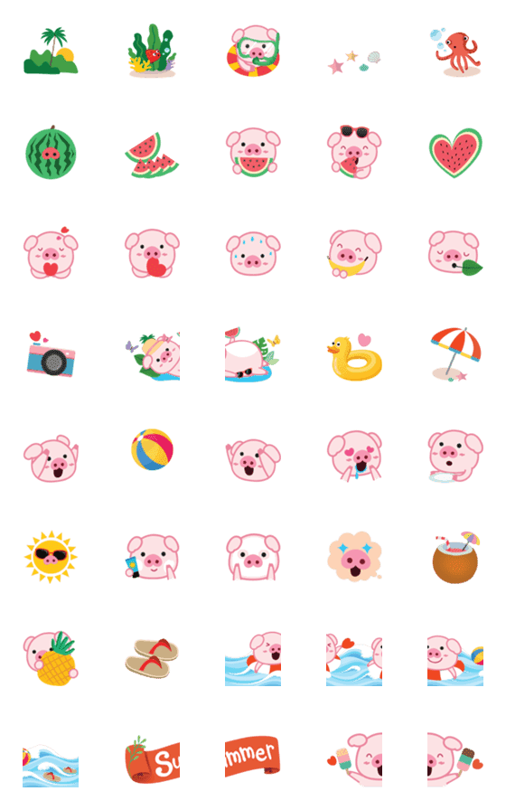 [LINE絵文字]Emoji : Lovely pig 4の画像一覧