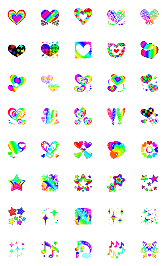Line絵文字 ハート キラキラ 音符 虹 40種類 1円