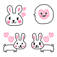 【絵文字】ハートほっぺのうさぎちゃん♡♥の絵文字メイン画像