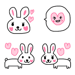 [LINE絵文字] 【絵文字】ハートほっぺのうさぎちゃん♡♥の画像