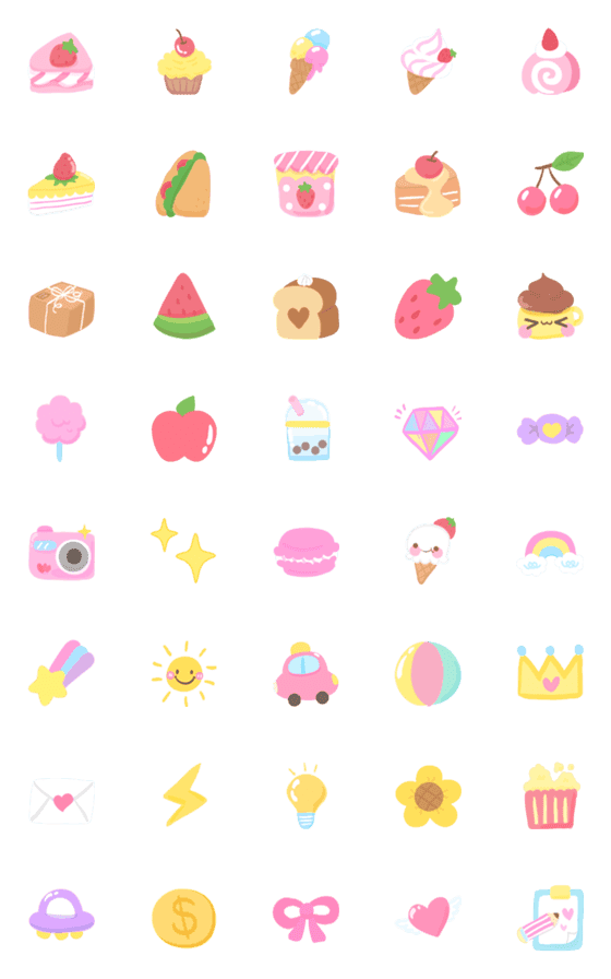 [LINE絵文字]Sweets pastel emojisの画像一覧