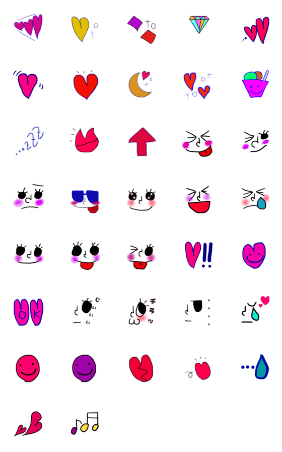 [LINE絵文字]手書き風可愛いめ絵文字2の画像一覧