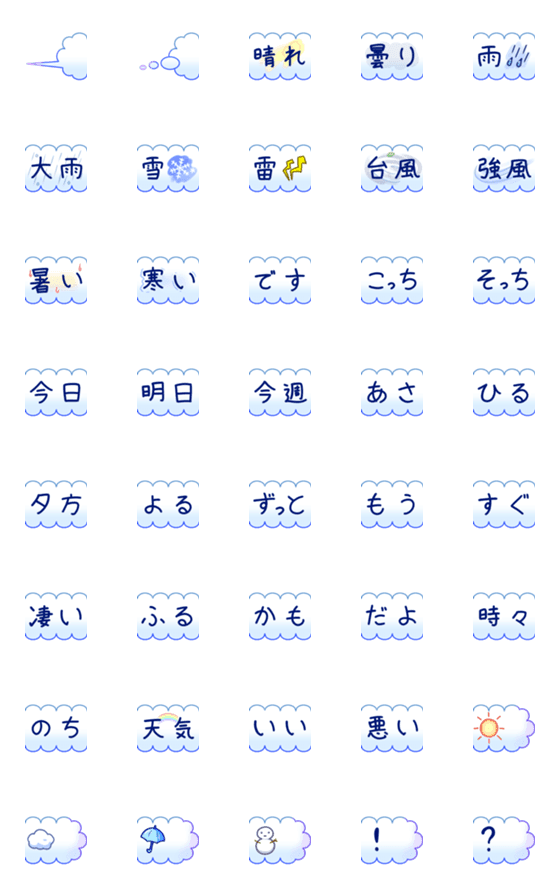 [LINE絵文字]ふわふわお天気フキダシの画像一覧