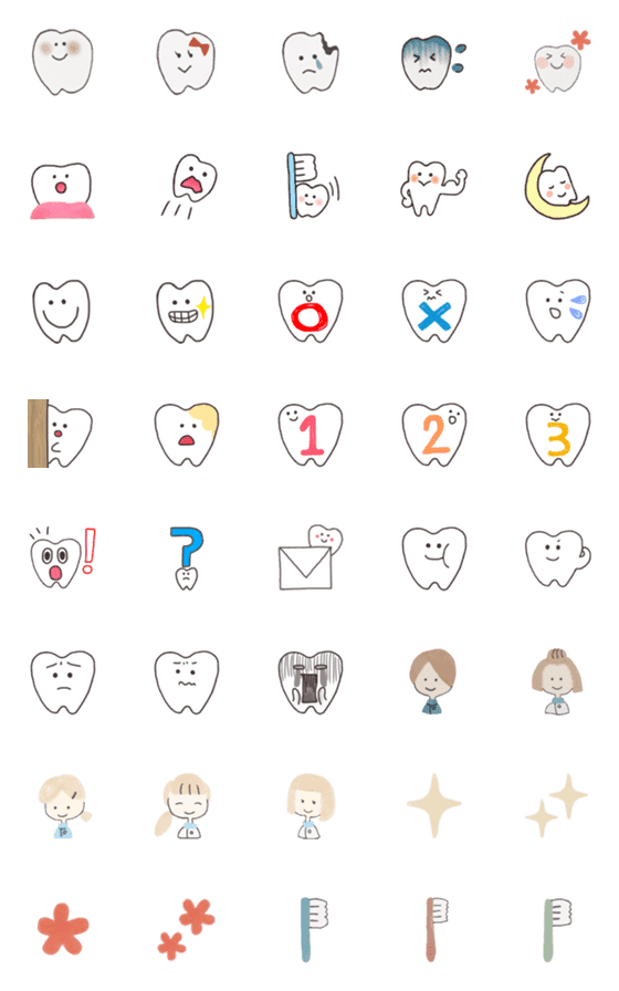 [LINE絵文字]かわいい歯医者さんと歯の絵文字の画像一覧