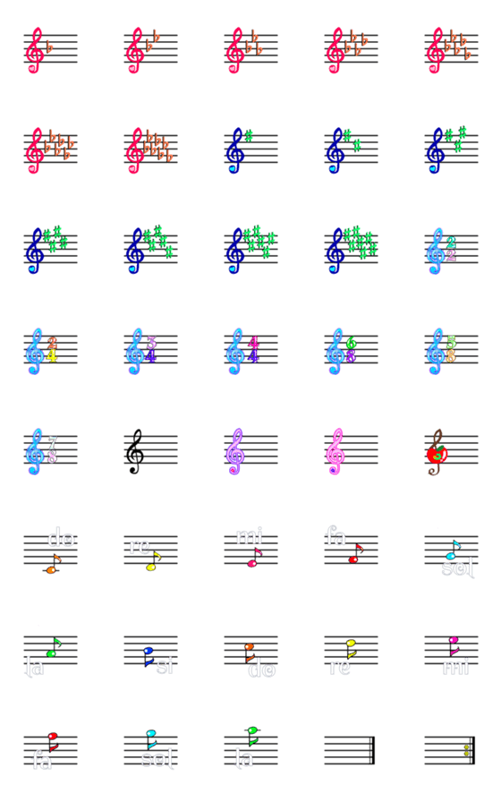 [LINE絵文字]かわいい音符＆楽譜の音楽絵文字(ト音記号)の画像一覧