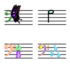 [LINE絵文字] かわいい音符＆楽譜の音楽絵文字(ヘ音記号)の画像