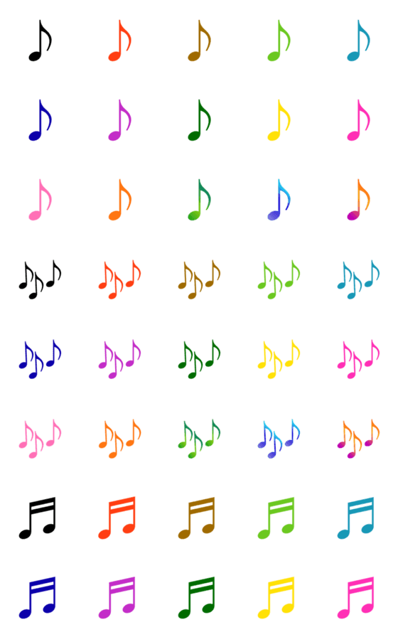 [LINE絵文字]カラバリ！！！基本型の♪音符 絵文字の画像一覧