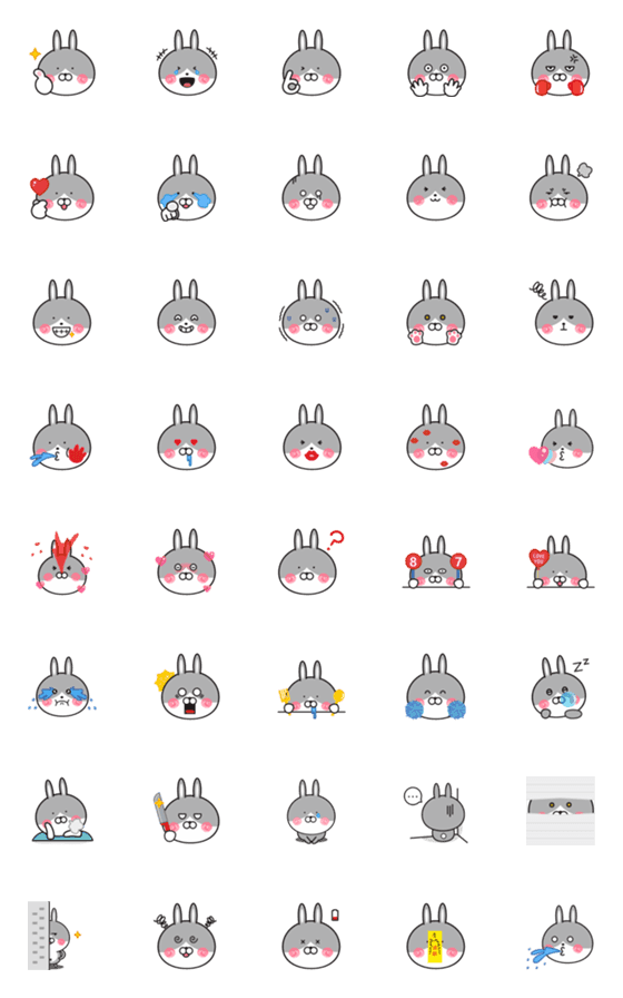 [LINE絵文字]Small eyes rabbitの画像一覧