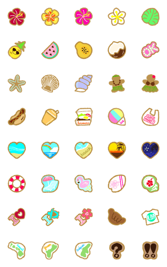 [LINE絵文字]アイラブ Cookies 南国ver. 絵文字の画像一覧