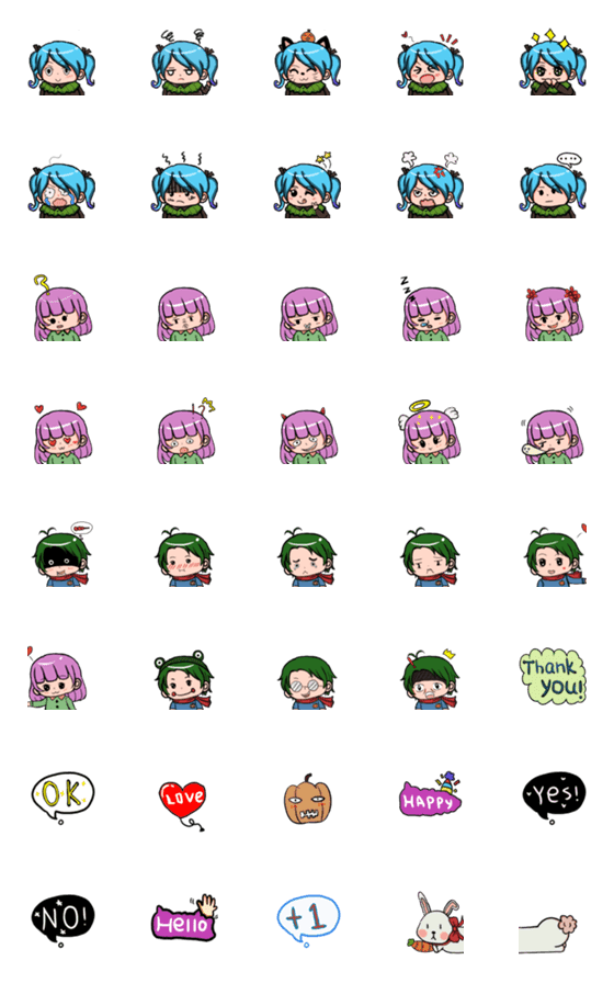 [LINE絵文字]Little blue with friends' face stickersの画像一覧