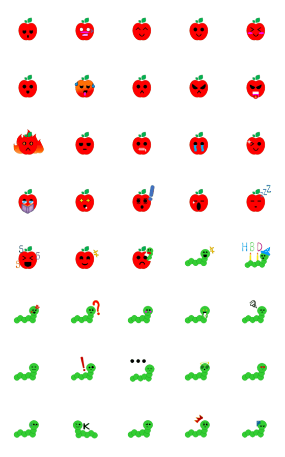 [LINE絵文字]apple 'n' wormの画像一覧